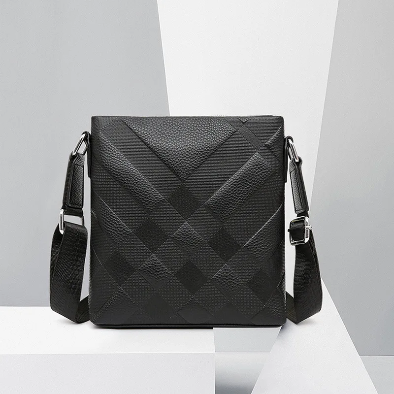 New Design Men's Shoulder Bag Genuine Leather Cross Body Bag Cowhile Messenger iPad Case Male Big Capacity Tote