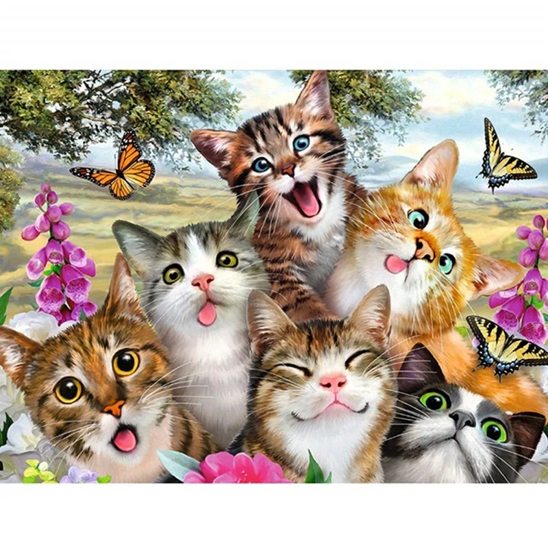 

Full Round Drill DIY Diamond Painting "Cute Cats" 3D Embroidery Cross Stitch Decoration Gift