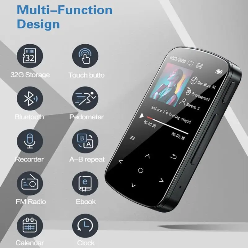 Portable MP3 Music Player Bluetooth 5.2 Sports Style High-de