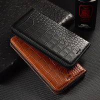 crocodile genuine leather case for xiaomi mi civi mi note 2 3 10 pro lite magnetic flip phone wallet cover
