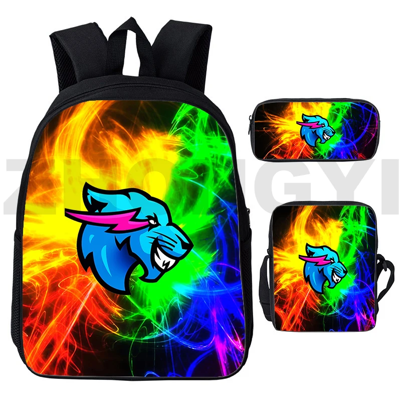

New Anime Harajuku Mr Beast Lightning Cat 3D Backpacks Kawaii Schoolbags for Girls 3 Pcs/Set High Quality Business Urban Packbag
