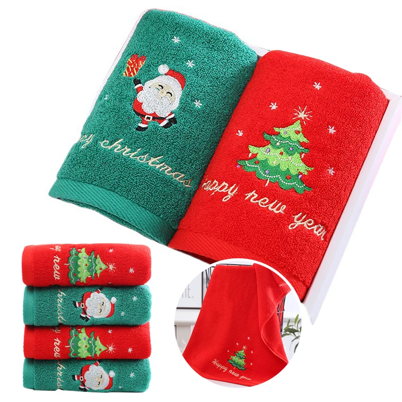 

Новое рождественское полотенце для рук, Рождественский Декор, красное кухонное чайное полотенце с Санта-Клаусом, новогодний подарок, домаш...
