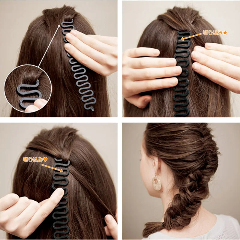 2pcs/Set Black French Hair Braider Centipede Braiding Roller Hook With Magic Twist Maker DIY Styling Tool DIY Home