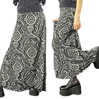 women bohemian loose floor length skirt vintage printed long skirt for holiday beach