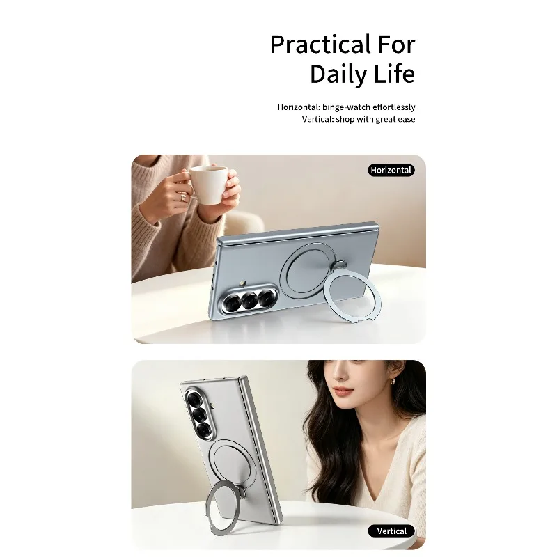 Фото Чехол для Samsung Galaxy Z Fold 8 Ultra 360 °   Вращающийся держатель-кольцо, защита шарниров, встроенная защитная пленка для переднего стекла, ударопрочный чехол №3