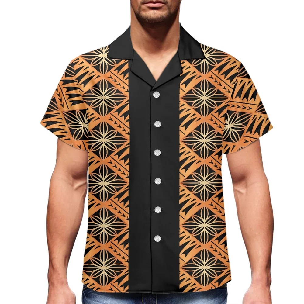 

New Arrival Button-down Collar Work Shirts For Men Polynesian Tribal Clothing Hawaii Traditional Print Custom 1MOQ Chemise Homme