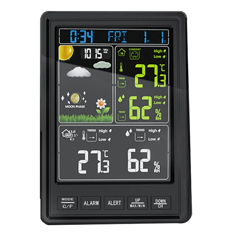 

ABHU Weather Station Clocks Wireless Indoor Outdoor Thermometer Table Clock With Temperature And Humidity Alarm Clock