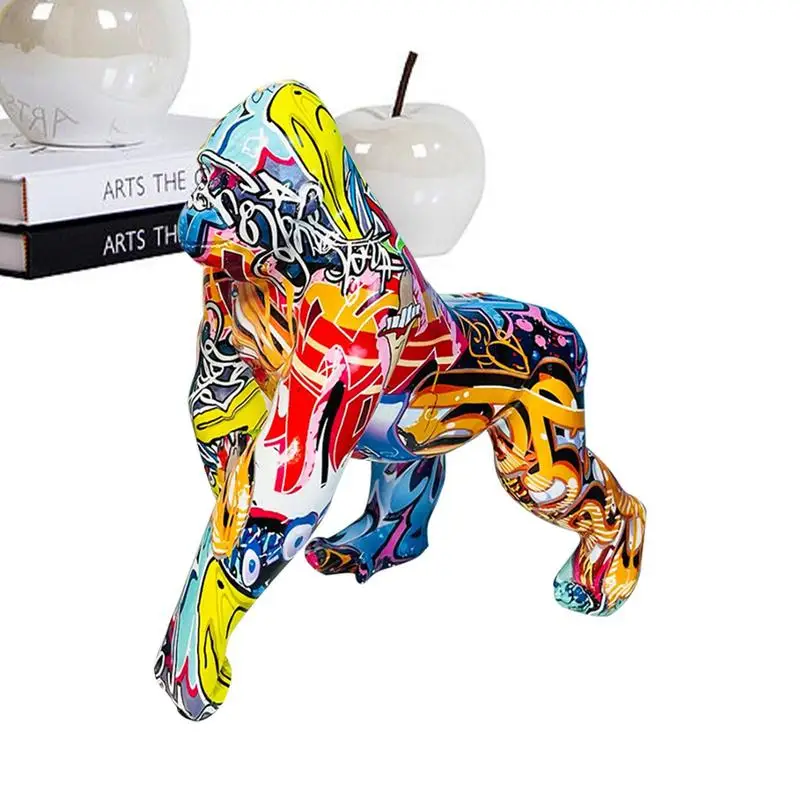 

Фигурки Gorilla, цветная живопись, граффити, фигурка-скульптура Gorilla, художественная статуэтка животного, фигурка, креативные полимерные поделки, домашний декор