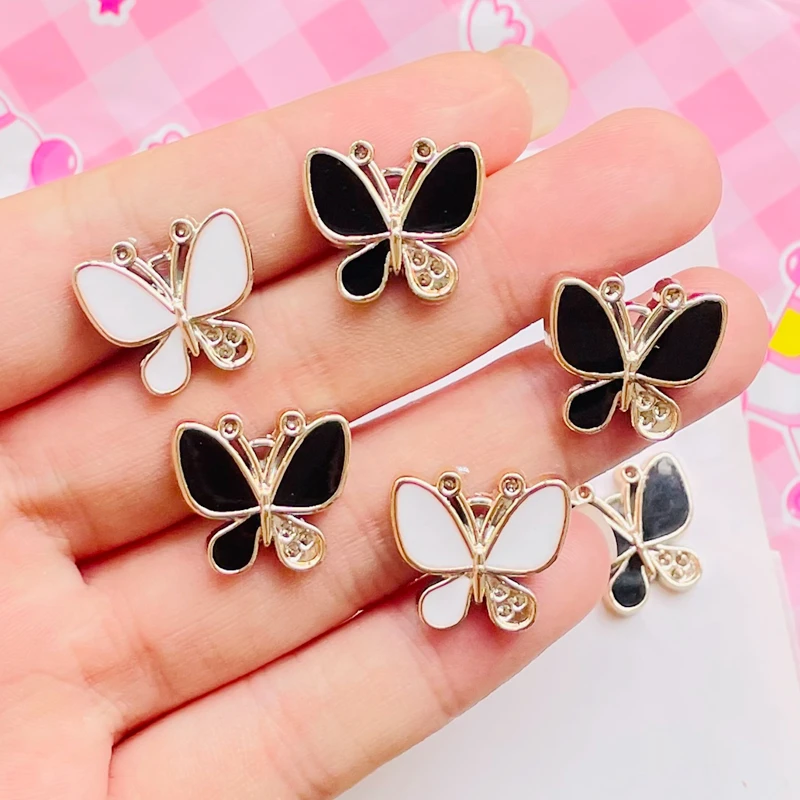 30 шт. Новинка Мини 16*18 мм черно-белая яркая поверхность Бабочка Смола Скрапбукинг