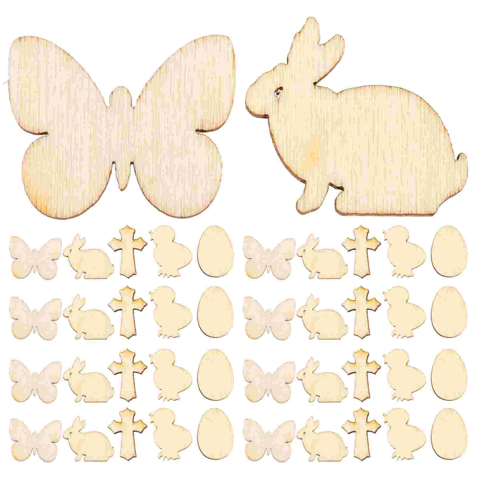 

Easter Wooden Wood Cutouts Crafts Slices Ornaments Egg Painting Chips Diy Hanging Unfinished Kids Party Tags Bunny Craft Cross