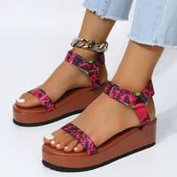 summer wedge high heel shoes for women sandals open toe casual ladies buckle strap fashion female sandalias plus size 43