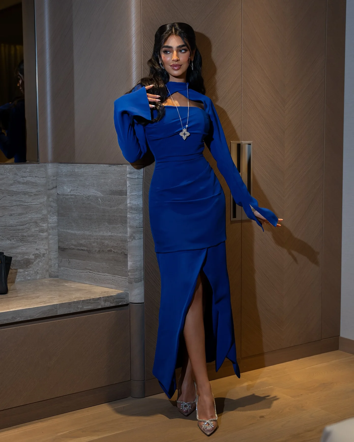 Adeli Саудовское платье для выпускного вечера с высоким воротом женское простое