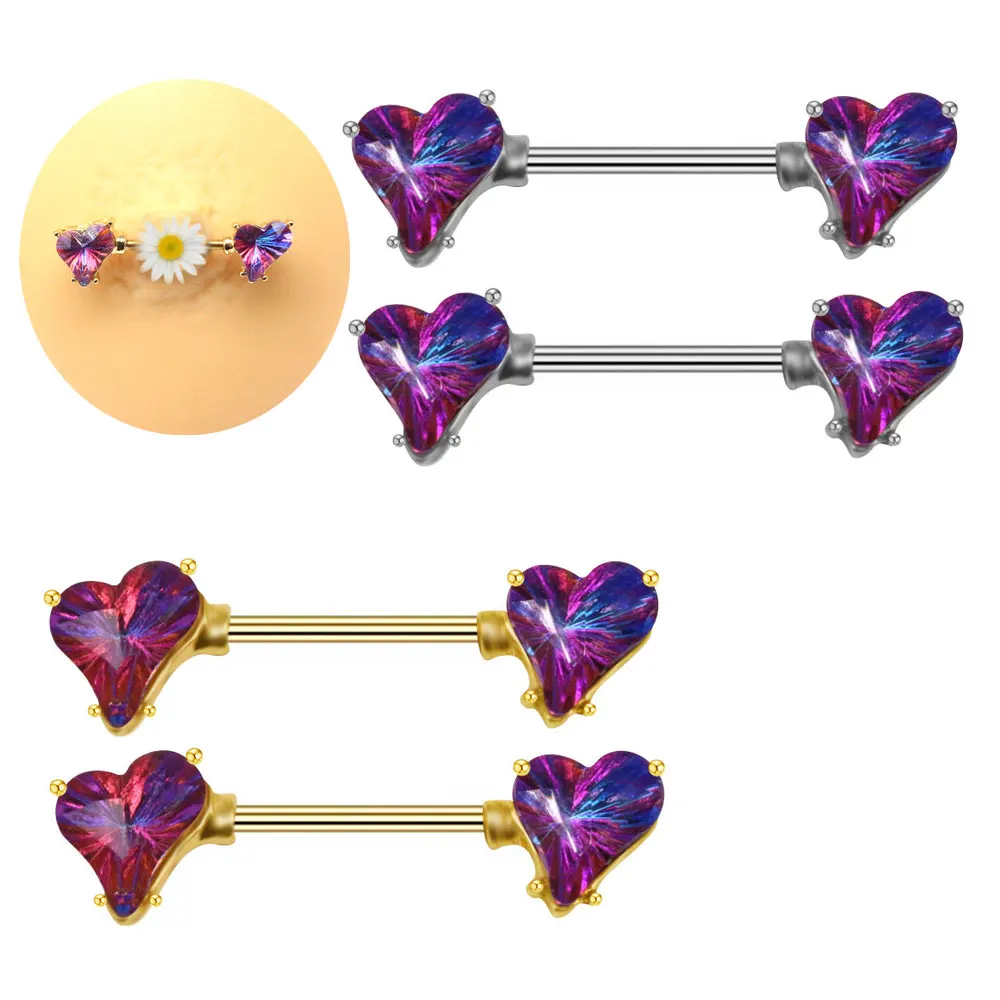 

Leosoxs 1pair Euramerican Crooked Heart Breast Ring Chest Ornament Stainless Steel Breast Ring Body Piercing Ornament