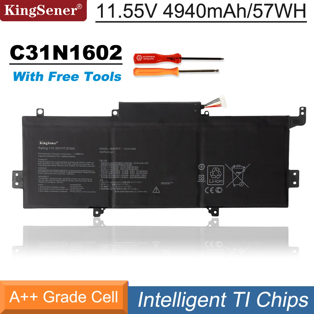 Аккумулятор KingSener C31N1602 для ASUS Zenbook U3000 U3000U UX330 UX330U UX330UA UX330UA-1A UX330UA-1B 0B200-02090000 Аккумулятор KingSener C31N1602 для ASUS Zenbook U3000 U3000U UX330 UX330U UX330UA UX330UA-1A UX330UA-1B 0B200-02090000