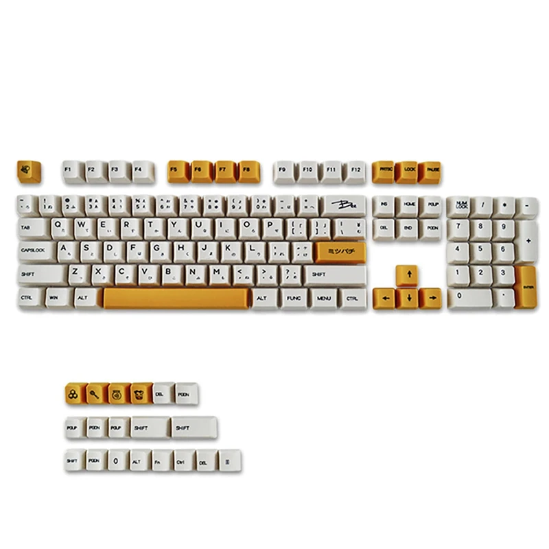 

123 Keys PBT Full Keycaps Set For Mechanical Keyboard, Compatible With MX-Clone Switches For PC Gaming Keyboard (Bee)