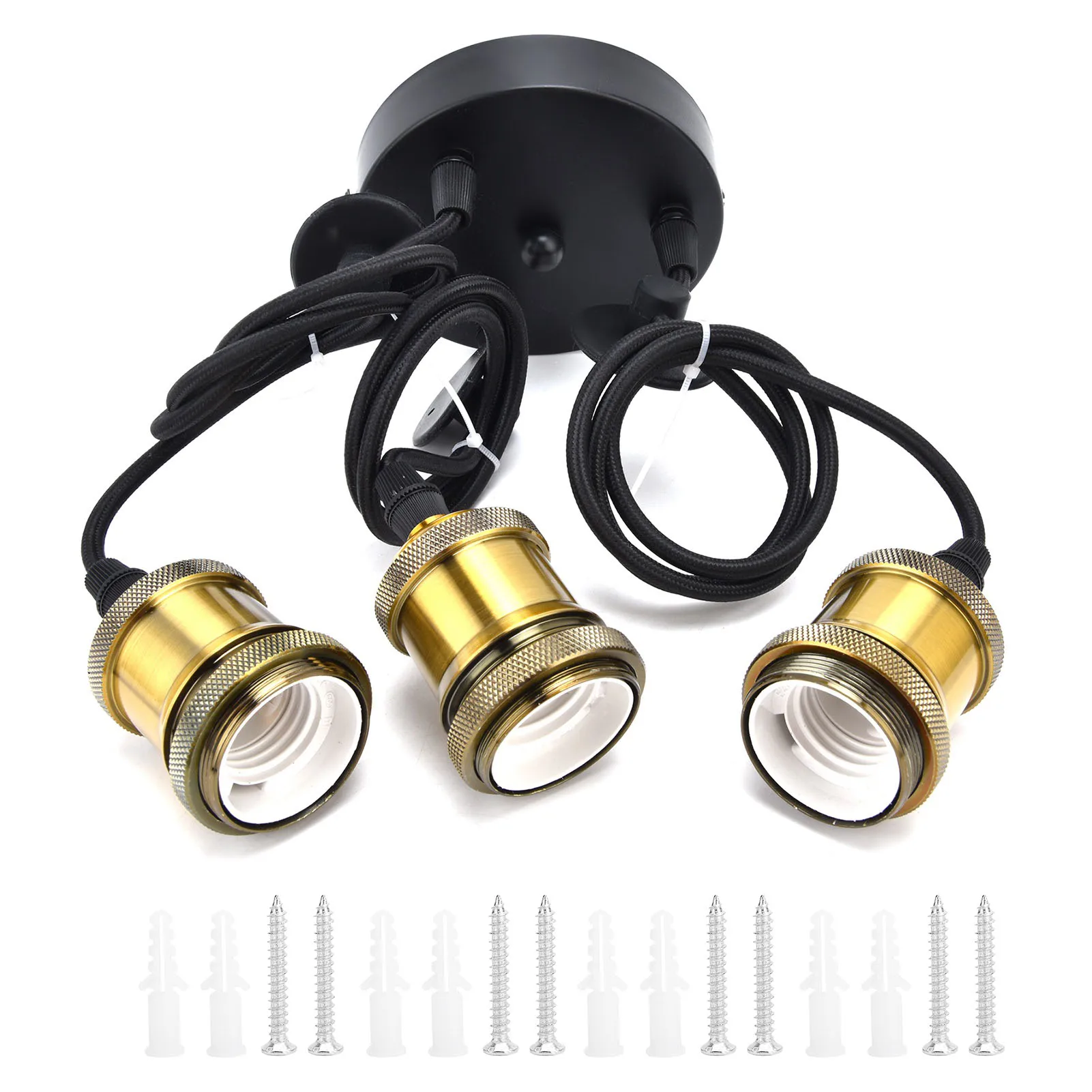 

1 to 3 Metal Retro Decorative Ceiling Lamp Holder E26/E27 Aluminum Light Holder for Home Bar