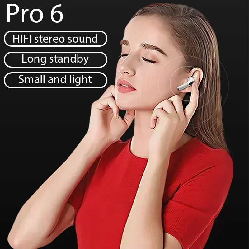 Фото Наушники TWS Pro6, Bluetooth-наушники с микрофоном, 9D-стерео Pro 6, беспроводная Bluetooth-гарнитура, подходит №3