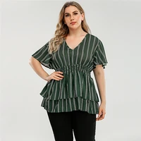 plus size office ladies fashion long sleeve casual wave point tops women summer for blouse shirts sexy v neck blouses