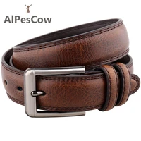 casual genuine leather jeans belt for men 100 alps cowhide pin buckle belts vintage double sided designer high quality 3 4cm