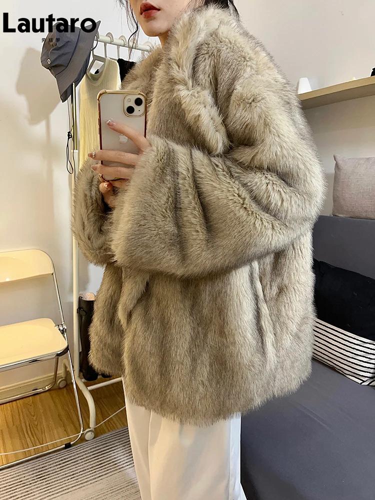 nerazzurri осень зима свободная повседневная толстая теплая волосатая мягкая