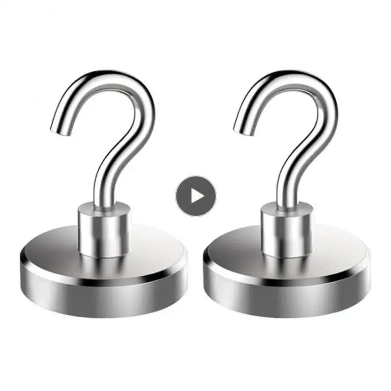 

No Punching Heavy Duty Hooks Round Magnet Hook Kitchen Accessories Wall Hanger Magnetic Hooks Storage Box Holder Firm Durable