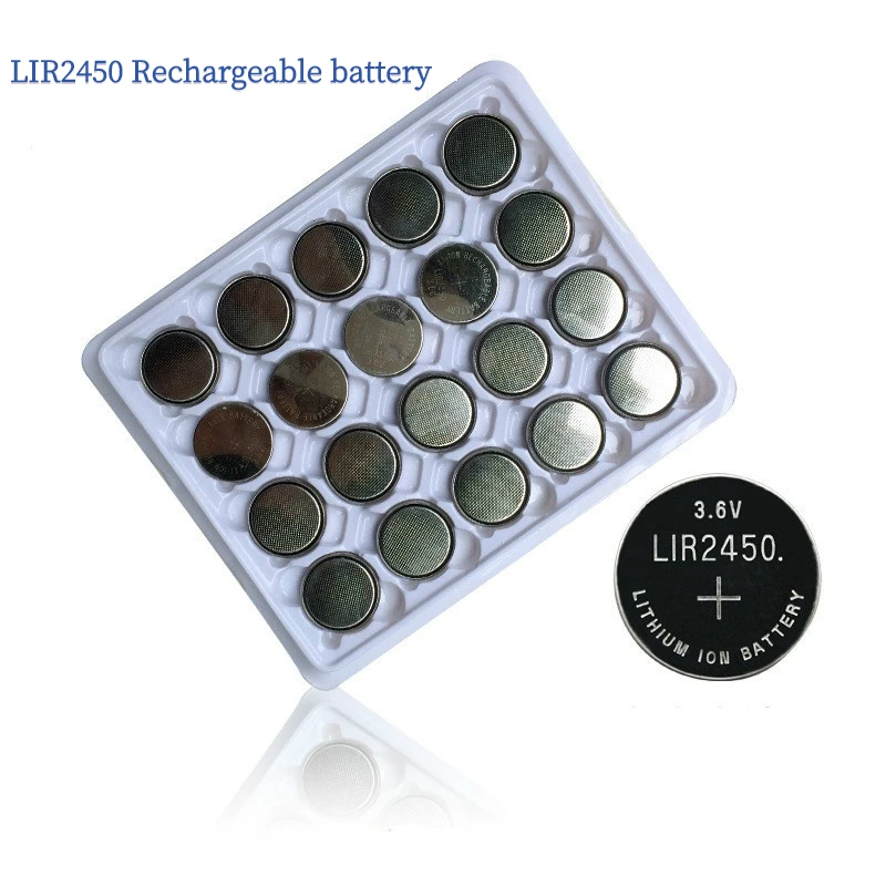 

60/100pcs LIR2450 3.6V 120mAh Rechargeable Lithium Battery For Wireless Switch Replace CR2450 DL2450 ECR2450 KCR2450 Button Cell