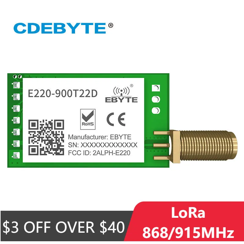 Беспроводной модуль LoRa 868 МГц 915 МГц LLCC68, 22 дБм, Большая дальность 5 км, CDEBYTE, E220-900T22D, UART RSSI, приемник-передатчик DIP