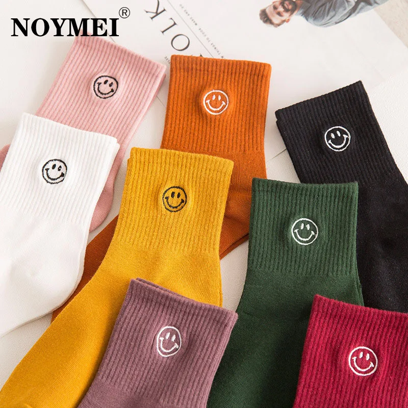 

NOYMEI 2023 Spring Summer Autumn New Women For Socks Smiling Face Harajuku Casual Unisex Calcetines