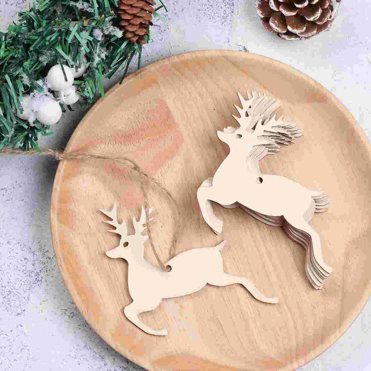 

Christmas Wooden Hanging Ornaments Tree Unfinished Decor Ornament Diy Xmas Crafts Wood Predrilled Craft Paintable Slices Blank