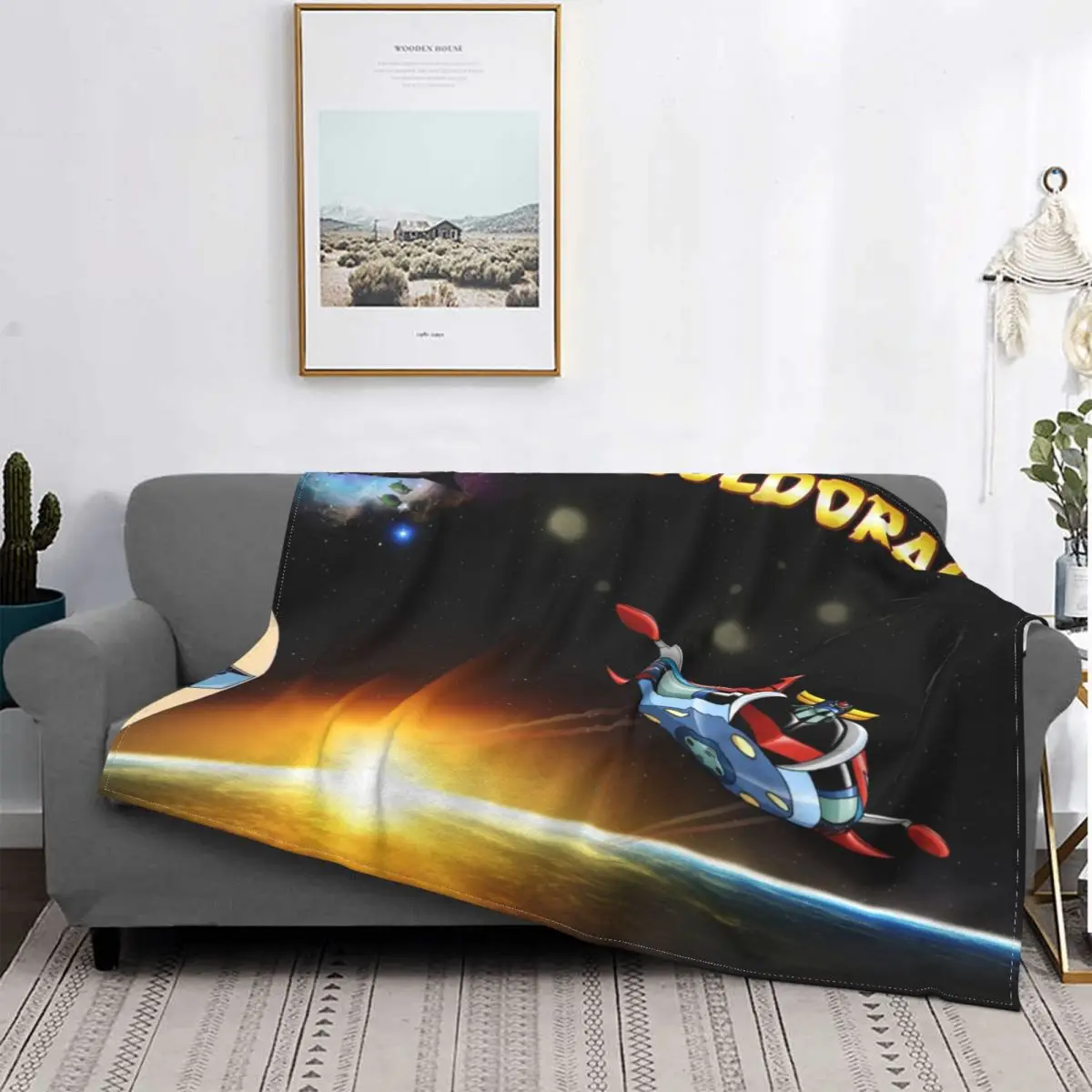 

3D Printed Anime Goldorak Blankets Flannel Sprint UFO Robot Throw Blanket for Couch Outdoor Bedroom Comfortable Soft