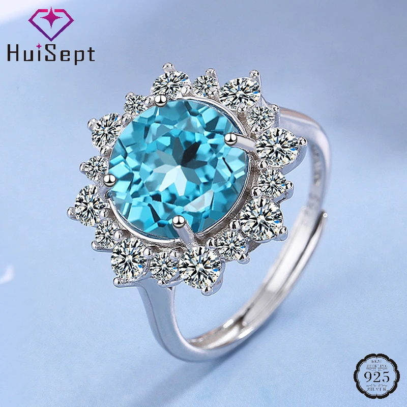 Купи HuiSept Trendy Women Ring 925 Silver Jewelry with Sapphire Zircon Gemstone Accessories for Wedding Party Engagement Gift Rings за 289 рублей в магазине AliExpress