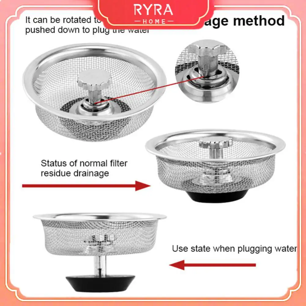 

Clog-proof Stainless Steel Sink Water Plug Easy To Install Water Tank Filter Screen Rubber Stopper Residual-isolated Waterable
