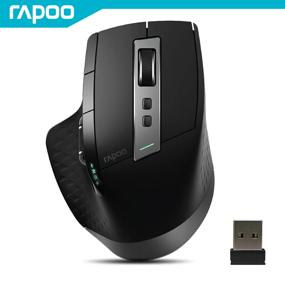  Rapoo Multi-mode Bluetooth Wireless Mouse Rechargeable 3200DPI Switch between Bluetooth 3.0/4.0 and 2.4G for Four Device Connect 