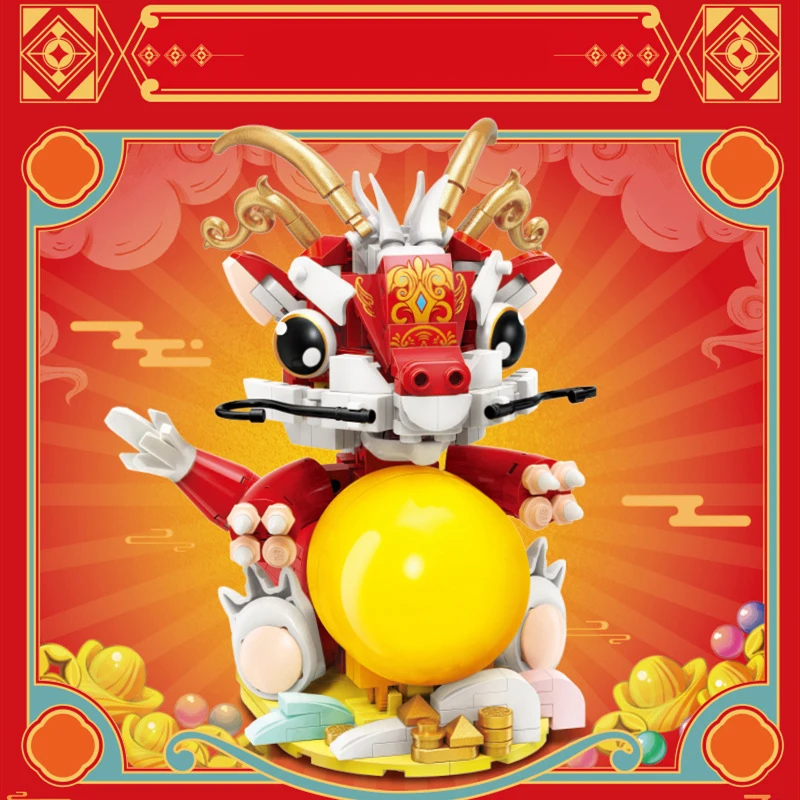 Китайская Модель Танца Льва Строительные Блоки Креативное Украшение Для