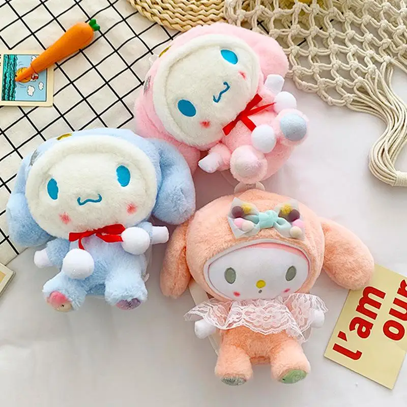 

Sanrio плюшевая сумка Kawaii Cinnamoroll Melody Плюшевый Рюкзак Мультфильм Мягкий PP Хлопок Регулируемый Sanrio плюшевый Backpck для девочки подарок