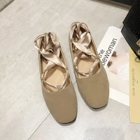 woman square toe riband lace up flat shoes silk bow espadrilles plus size slip on loafers white leather fairy mules f1 98