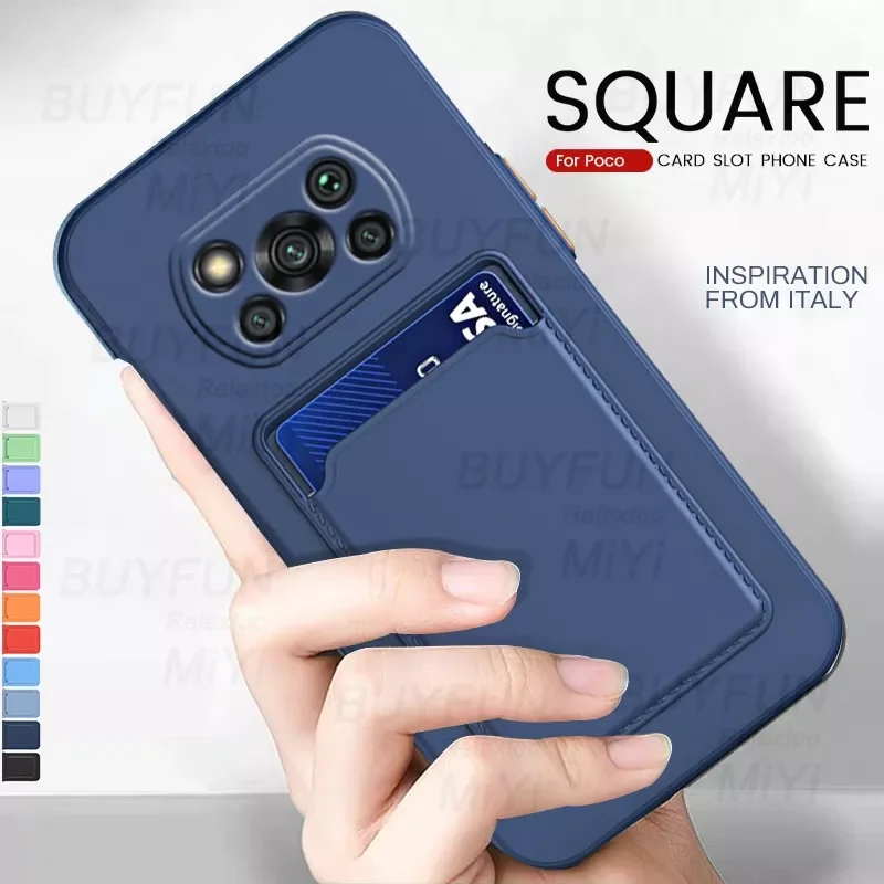 

x3poco case candy color wallet card slot soft silicone phone covers for xiaomi poco poko little x 3 x3 pro nfc shockproof coque