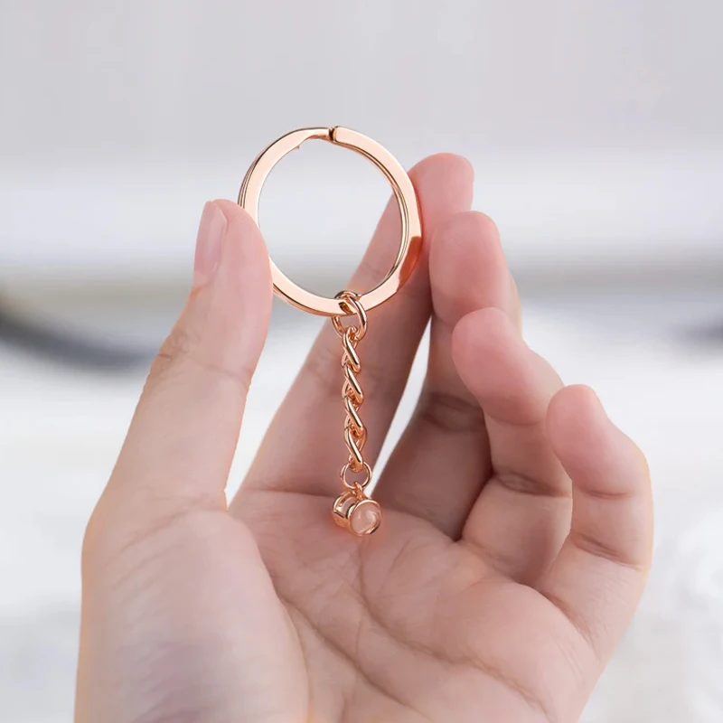 Projection Photo Keychain Gold / Silver / Rose Gold Keychain Custom Pet Dog Cat Picture Memorial Personalized Gift Pet Key Chain