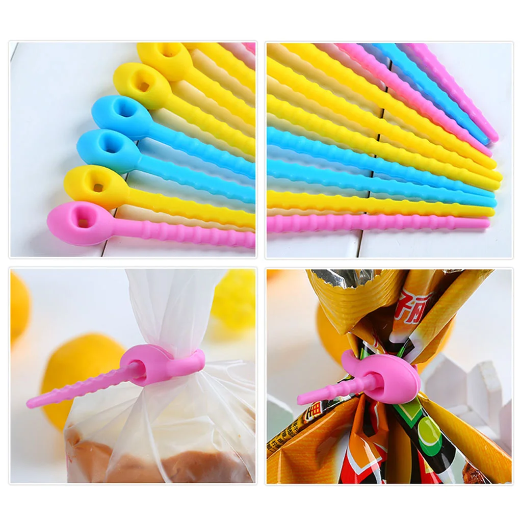 

5pcs Food Grade Silicone Bag Ties Cable Management Zip Tie Twist All-Purpose Multi-Use Bag Clip Bread Tie Fresh Snack Food Saver