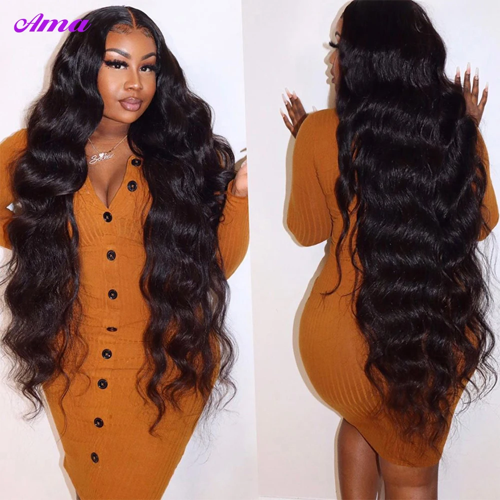 250 Density Lace Wig 40 inch LongThick Body Wave Wig 13x6 HD Lace Frontal Wig Pre Plucked Lace Front Human Hair Wigs For Women