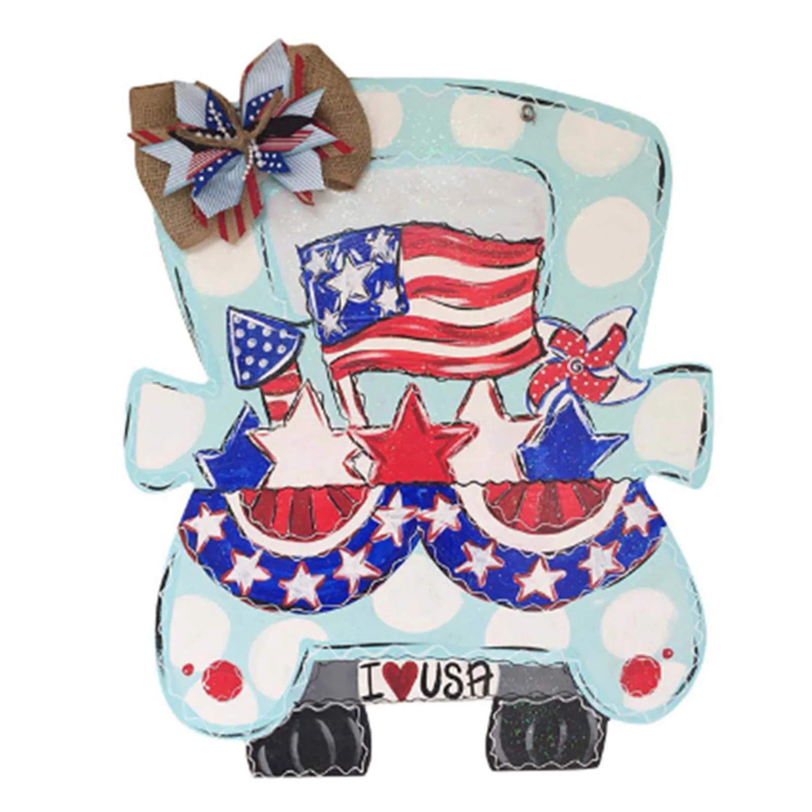 

4th Of July Stars Door Hanger 4th Of July Welcome Door Sign Wooden Decorative Hanger For Independence Day Americana Memorial Da