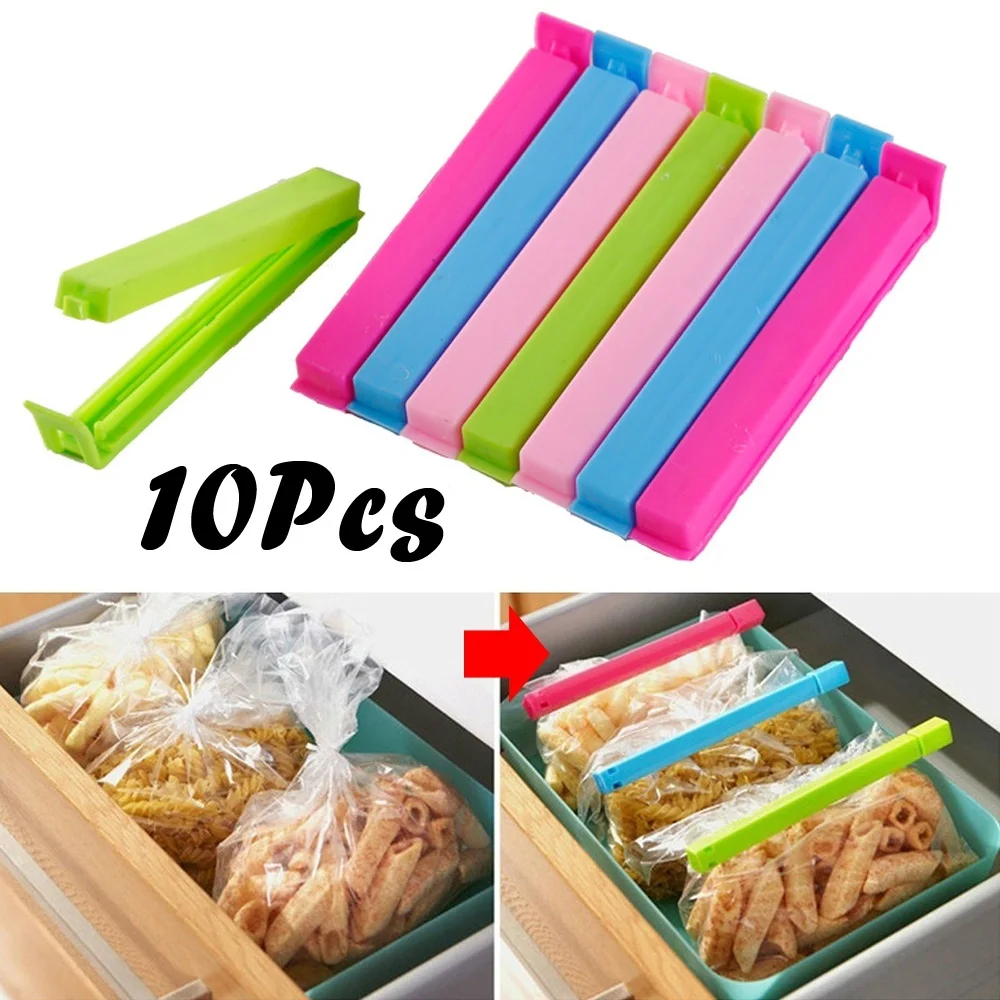 

10Pcs Househould Food Snack Storage Seal Sealing Bag Clips Sealer Clamp Food Bag Clips Kitchen Tool Home Food Close Clip