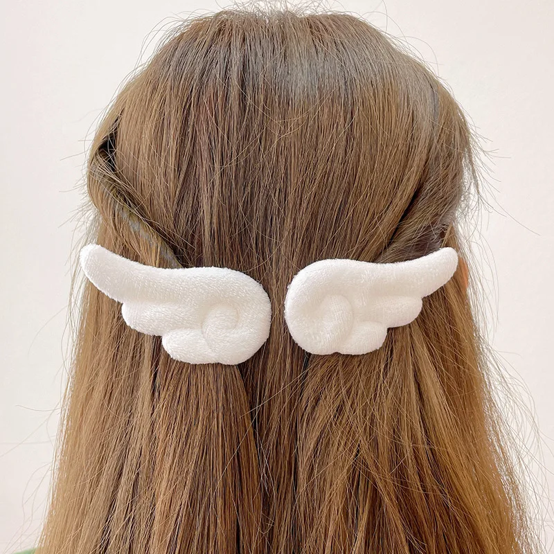 

Angel Hair Clips Girls Kids Cartoon Plush Pins Barrette White Wing Hair Hoop Christmas Holiday Dress Up Hairpin Accessories