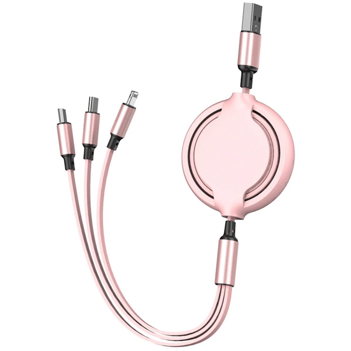 

3-In-1 Multi-Head Retractable USB Fast Charging Cable With Micro USB / Type C / Lightning For IPhone Andriod Phone Cable