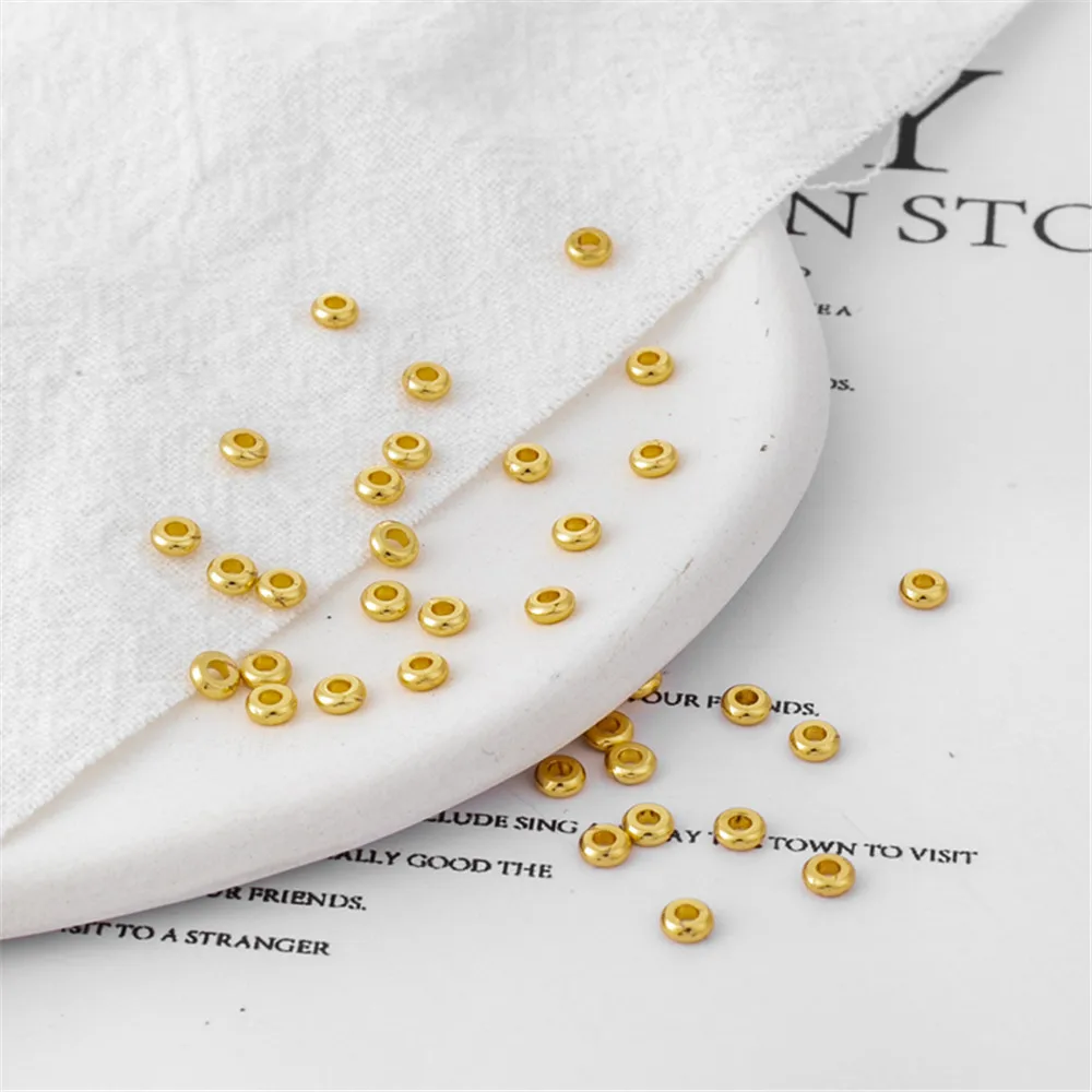 

3mm 4mm 18K Gold Plated Copper Beads Hollow Round Shaped Spacer Beads For DIY Jewelry Making Components Bracelets Accessories