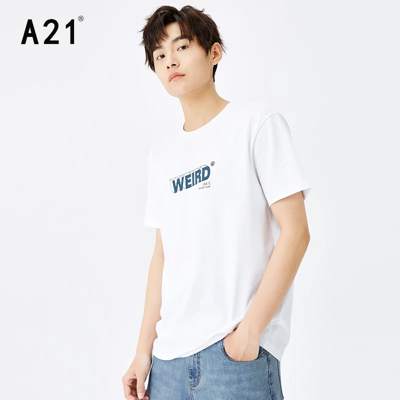 

A21 Men's Oversized Short Sleeves T-shirt Summer Casual Letter Printing 100% Cotton Tees 2022 Fashion Couple Tops