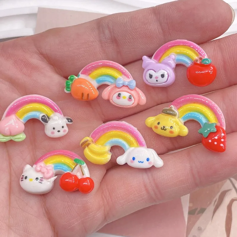 

10pcs Colorful Cartoon Rainbow Resin Charms Flatback Cabochons for Bows Scrapbooking Materials DIY Decor Resin Accessories