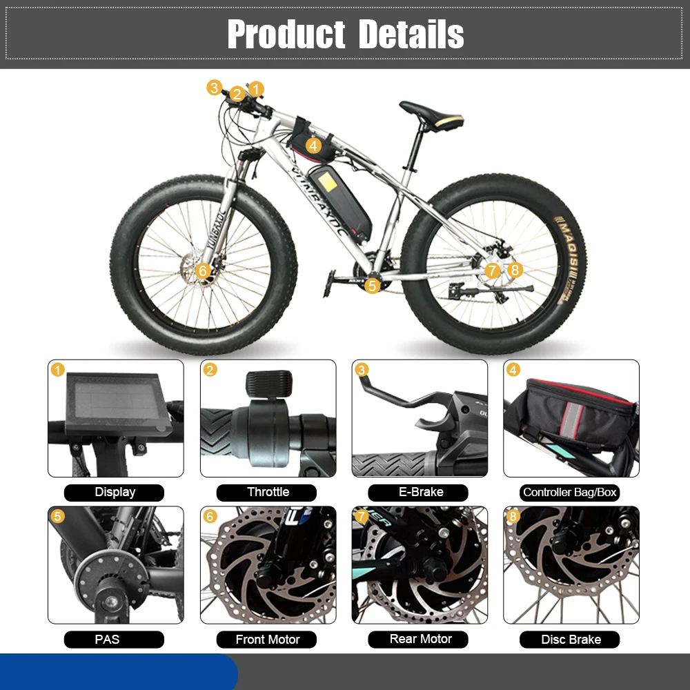 Комплект для преобразования толстых шин Ebike колеса 20 26 дюймов 4 0 шина 48 В 1500 Вт