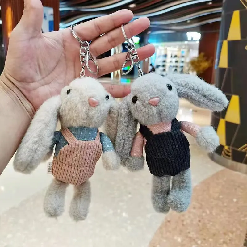 

16cm Kawaii Long Ears Rabbit Plush Keychain Cartoon Animal Bunny Plush Toy Schoolbag Pendant Car Keychain Gifts for Kids Girls