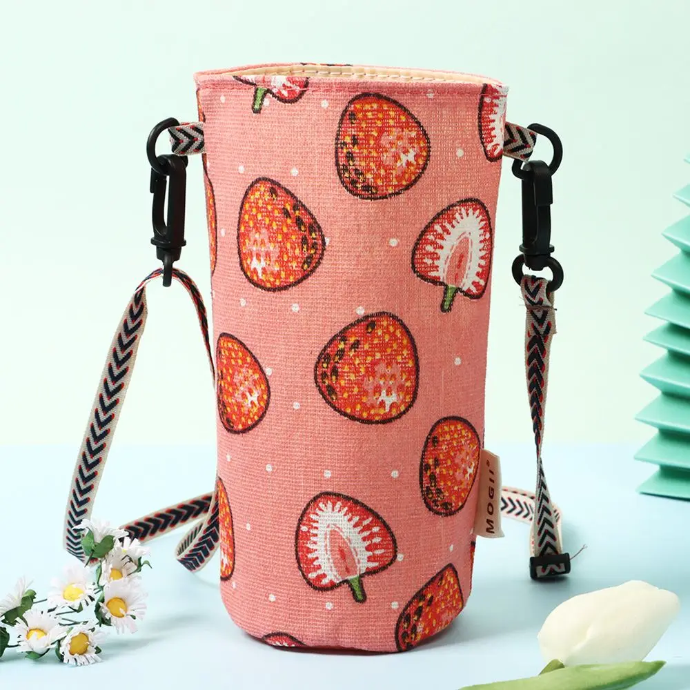 

New Fashion Portable Shoulder Crossbody Bottle Cup Sleeve Tote Heat Insulation Linen Mug Holder Bag Travel Outdoor Cup Accessory
